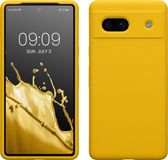 kwmobile telefoonhoesje geschikt voor Google Pixel 7a - Hoesje met siliconen coating - Smartphone case in stralend geel