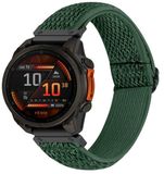 By Qubix - Geschikt voor Garmin bandje - 22mm Quickfit - Elastische Solo Loop nylon bandje - Donkergroen - Geschikt voor Garmin Fenix 8 / 8 Pro - 47mm