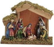 G. Wurm Kerststal met beelden - 20 x 8 x 15 cm - hout en polystone