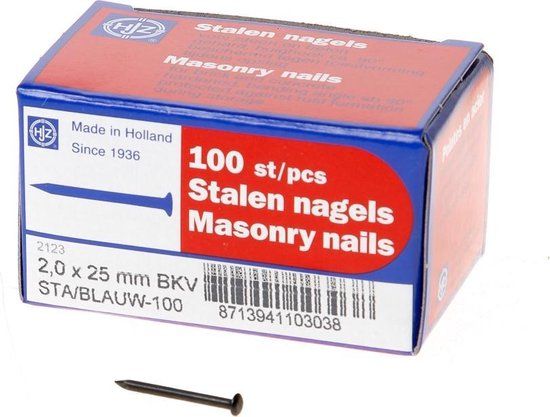 Hoenderdaal Fasteners Hoenderdaal Stalen nagel bombe kop 25 x 2.0mm
