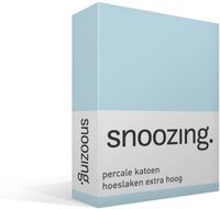 Snoozing percale katoen hoeslaken extra hoog - Lits-jumeaux (160x200 - blauw