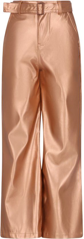 Nono Simona Fake Leather Wide Leg Pants Broeken Meisjes - Goud - Maat 134/140