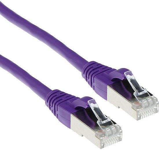ACT Paarse 3 meter LSZH SFTP CAT6A patchkabel snagless met RJ45 connectoren FB8703