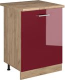 Vicco R-Line meuble bas de cuisine, Rouge brillant/Chêne doré 60 cm