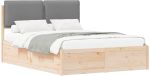 vidaXL Bedframe with Padded Headboard Light Grey 160 x 200 cm