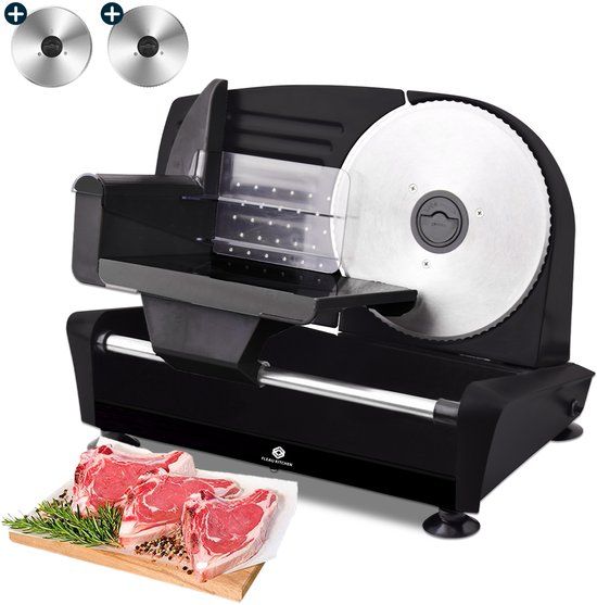 Fleau Kitchen Snijmachine - Elektrisch - 150W - Zwart/Grijs - 2 RVS Snijbladen