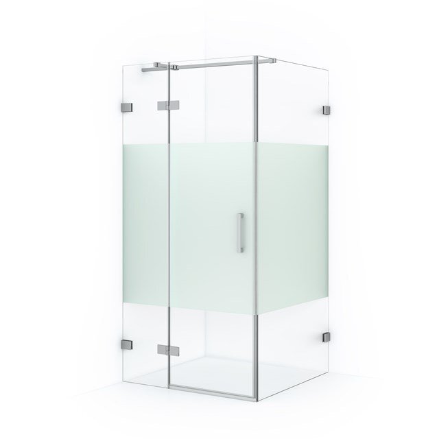 Maxaro Douchecabine Diamond 100x90cm 8mm Helder Veiligheidsglas met Matte Strook Chroom