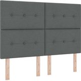 vidaXL Boxspring Bed met Hoofdeinde Donkergrijs Stof 190 x 140 cm