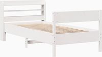 vidaXL Bedframe 75x190 cm Massief Grenenhout Wit