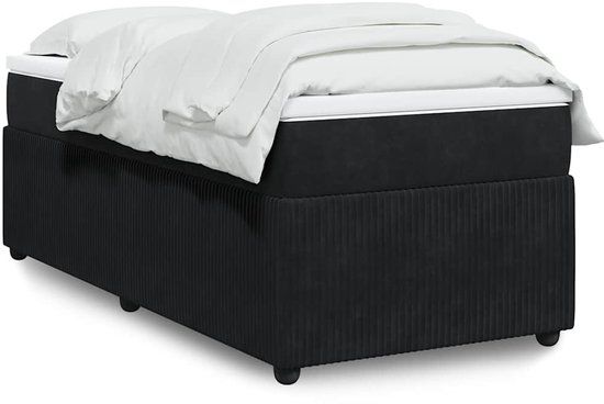 vidaXL Boxspring met matras fluweel zwart 90x190 cm