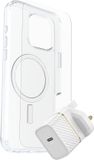 OtterBox Symmetry Series Clear for MagSafe + Premium Glass + Fast Charge Wall Charger USB-C 30W Type G voor Apple iPhone 16 Pro Max