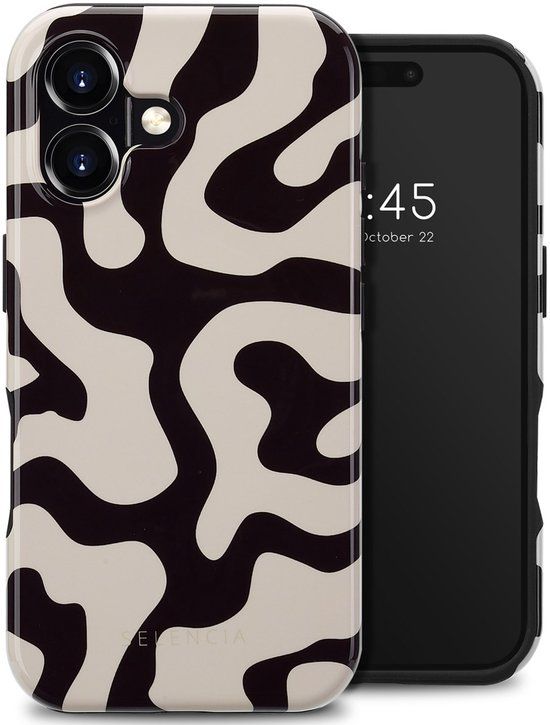 Selencia Hoesje - Geschikt voor Apple iPhone 16 - Backcover geschikt voor MagSafe - Art Wave Black