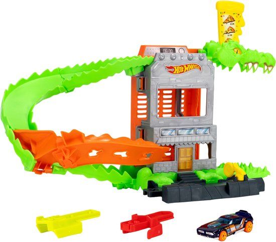 Hot Wheels City Krokodillenpizza Aanval - Speelset en speelgoedauto