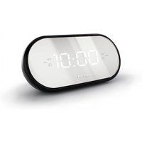 Metronic 477037 FM-wekkerradio, spiegel, dubbel alarm, met slaap-/snooze-functies, instelbare helderheid, progressieve beltoon en tijdbesparende batterijen, zwart