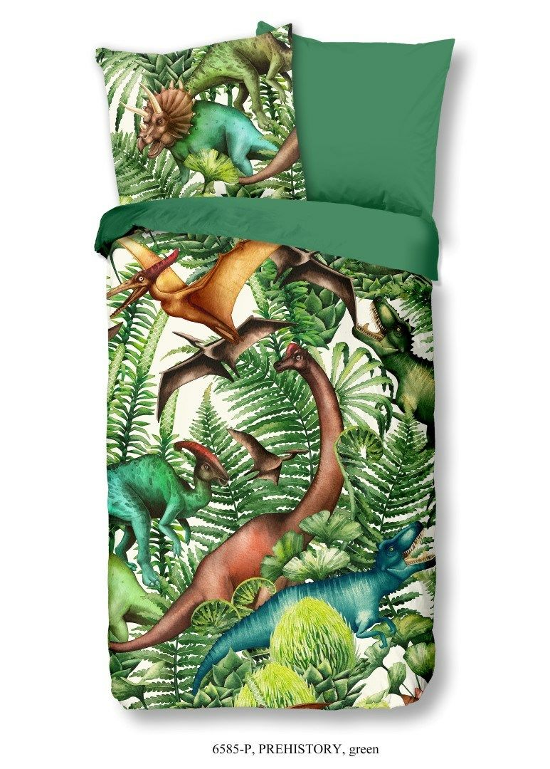 Good Morning Prehistory dekbedovertrek - 1-persoons - groen - katoen