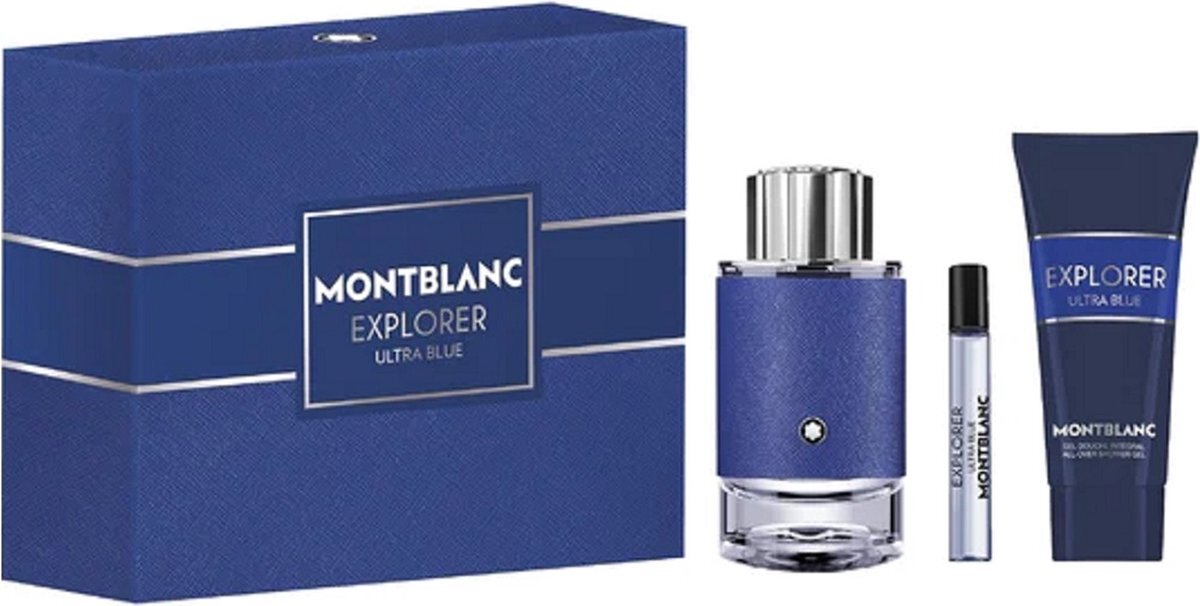 Mont Blanc Explorer Ultra Blue Giftset - 100 ml eau de parfum spray + 7,5 ml eau de parfum spray + 100 ml showergel - cadeauset voor heren