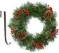 Decoris Couronne de Noël - décorée - 50 cm - plastique - incl. suspension de porte en fer