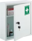 Merkloos Relaxdays medicijnkastje, afsluitbaar, met slot, 2 vakken, 36 x 31,5 x 10 cm, hangend, wit-groen