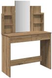 vidaXL Kaptafel met spiegel, ambachtelijk eiken, 96 x 39 x 142 cm