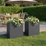 vidaXL Jardinière 2 pièces Anthracite 50 x 30 x 50 cm Acier laminé à froid