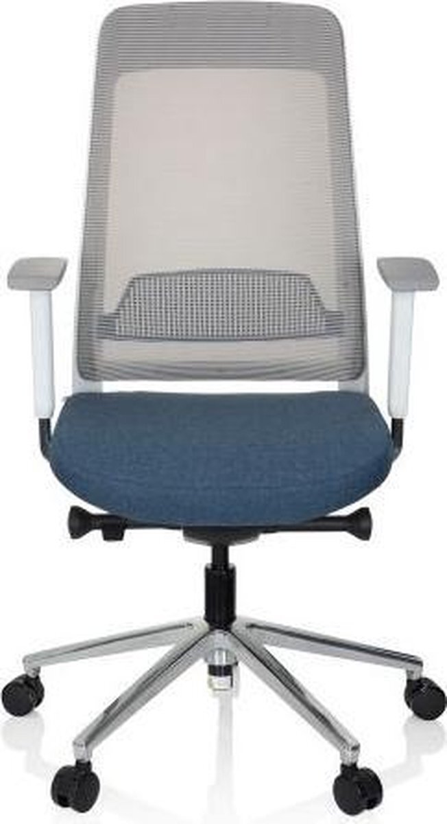 HJH OFFICE Bureaustoel - Met Armleuning - Stof/Netstof - Blauw/Grijs - Ergonomisch