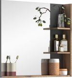 Merkloos X12B8719 Houten Badkamerspiegel - Wandspiegel - Nox Eiken Replica - Basaltgrijs - Tijdloos Design - 73cm x 79cm