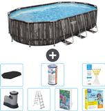 Bestway Ovaal Power Steel Zwembad - 610 x 366 x 122 - Grijs