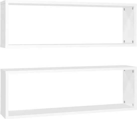 vidaXL Wandschappen - Set van 2 - Wit - 80x15x26,5 cm