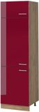Vicco Hoge kast R-Line, Rode hoogglans/Goudkleurig Eiken, 60 cm
