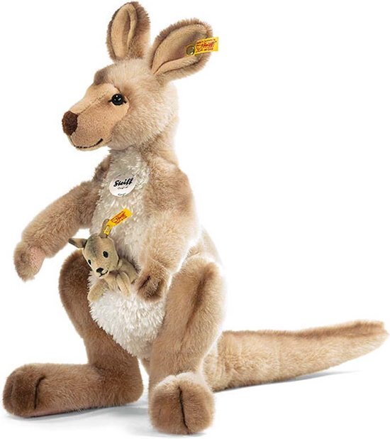Steiff steiff kango kangaroo with baby, beige tipped - 40cm
