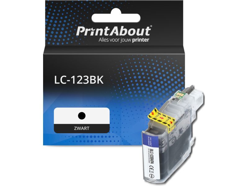 PrintAbout Inktcartridge LC-123BK Zwart geschikt voor Brother