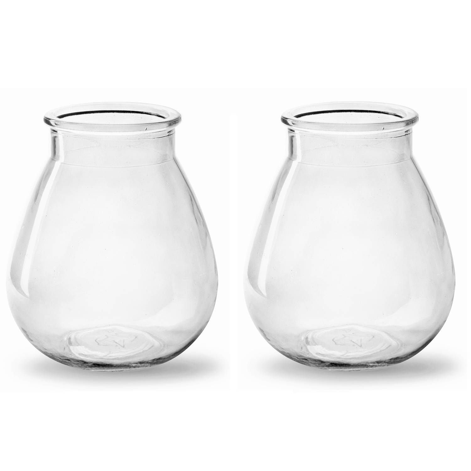 Jodeco Bloemenvazen - 2x stuks - druppel vorm - helder/transparant glas - H17 x D14 cm