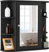 COSTWAY armoire murale avec miroir, armoire de salle de bain suspendue avec porte miroir, compartiments ouverts et étagères réglables, armoire murale 66 x 16,5 x 60 cm