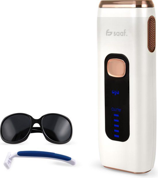 Saaf Pro-L Laser Ontharingsapparaat - IPL - Wit/Roze - Incl. Scheermesje & Veiligheidsbril