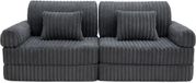 ODOL-PLUSZ Modulaire banquette pour enfants Graphite velours côtelé – Banquette de jeu pliable en mousse pour enfants, banquette-lit pour enfants et matelas pour chambre d'enfant et salle de jeux