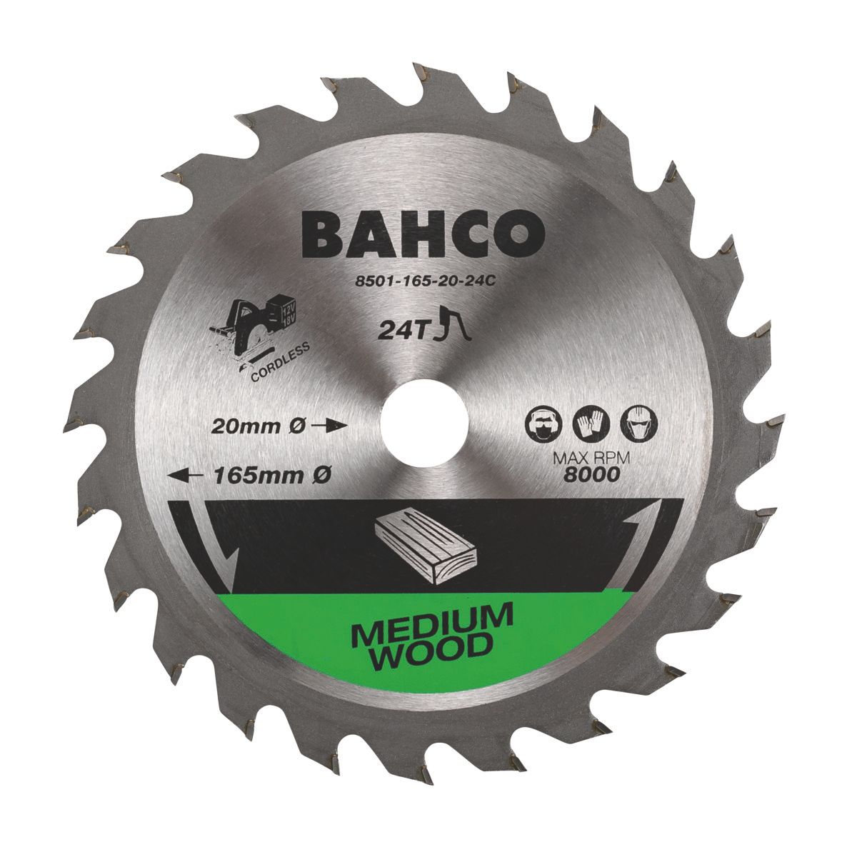 Bahco Cirkelzaagblad | hardmetaal tanden | voor snoerloze machines | voor hout | 24 TPI | 10 mm x 136 mm - 8501-136-10-24C