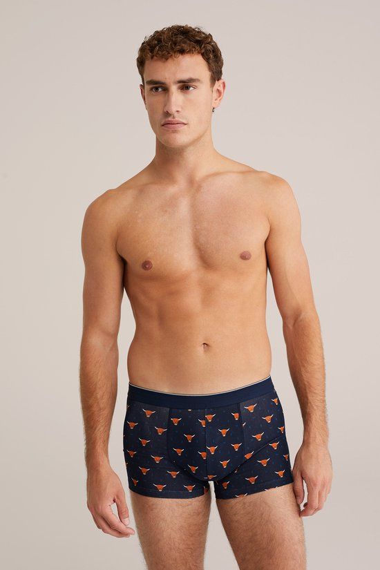WE Fashion Heren boxershort met dierenprint - Navy Blue - Maat XL