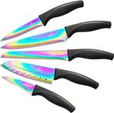 SiliSlick Ensemble de couteaux de cuisine de qualité professionnelle - Titane 5 couteaux - Iridescent