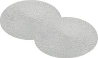 CEPEWA Ronde placemats/onderleggers - 6x stuks - zilverkleurig met glitter - 38 cm