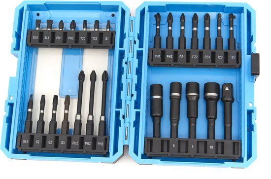 HBM 26 Delige Professionele Impact Schroef Bitset en Dopsleutelset Met HEX Opname