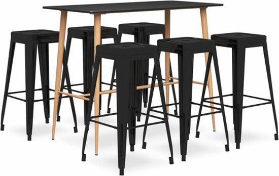 vidaXL 7-delige Barset zwart