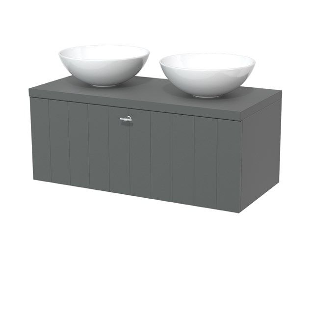 Maxaro Badkamermeubel voor Waskom 100cm Modulo Plato Middengrijs 1 Lade Lamel