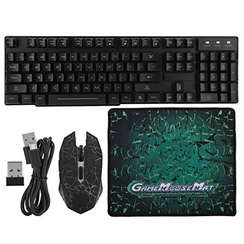 Sxhlseller Draadloos toetsenbord en muiskit, waterdicht ontwerp, kleurrijke lichteffecten