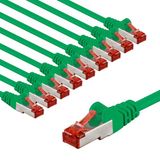 goobay 66015 CAT6 netwerkkabel set van 10 / patchkabel afgeschermd S/FTP/CU ethernetkabel, PiMF, LSZH/Cat 6-kabel met 10 Gbits/groen/10x 3m
