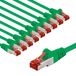 goobay 66015 CAT6 netwerkkabel set van 10 / patchkabel afgeschermd S/FTP/CU ethernetkabel, PiMF, LSZH/Cat 6-kabel met 10 Gbits/groen/10x 3m
