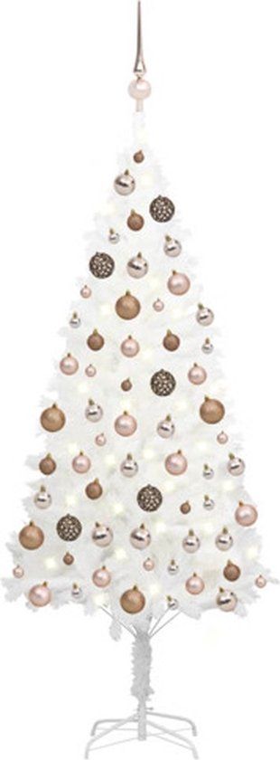 vidaXL Kunstkerstboom met verlichting en kerstballen 150 cm PVC Rozen