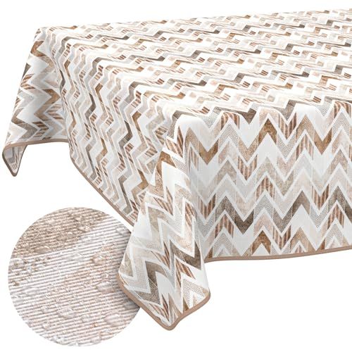 ANRO Tafelkleed Zigzag Bruin 200x140cm