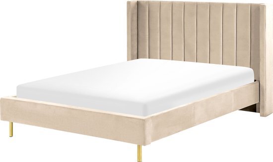 VILETTE - Tweepersoonsbed - Beige - 140 x 200 cm - Fluweel