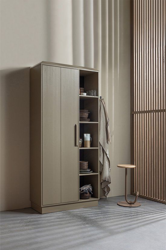 WOOOD Lowen Opbergkast - Grenen - Mud - 221x100x44cm - Industrieel