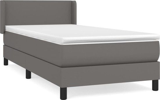 vidaXL Boxspring bed met matras - kunstleer - grijs - 90x200 cm